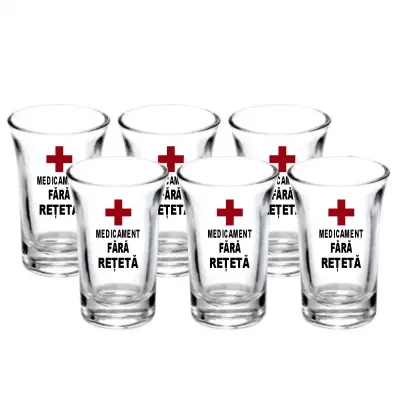 Medicament fara reteta, set 6 pahare shout cu mesaje